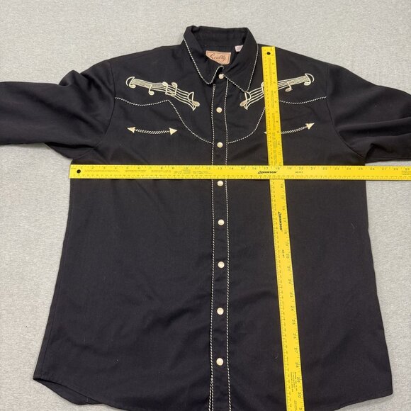 Scully Western Shirt Pearl Snap Mens XL Black Long Sleeve Gold Music Notes - Picture 6 of 11